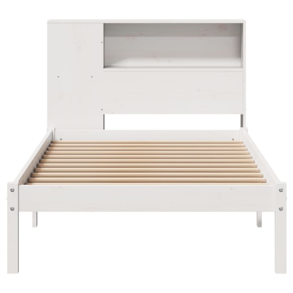 Seng Med Bokhylle Uten Madrass Hvit 100X200 Cm Heltre Furu