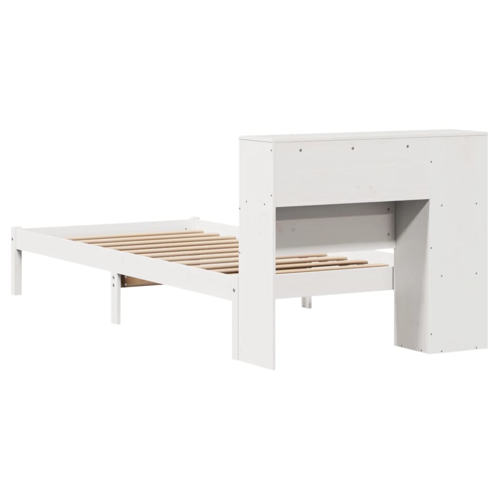 Seng Med Bokhylle Uten Madrass Hvit 100X200 Cm Heltre Furu