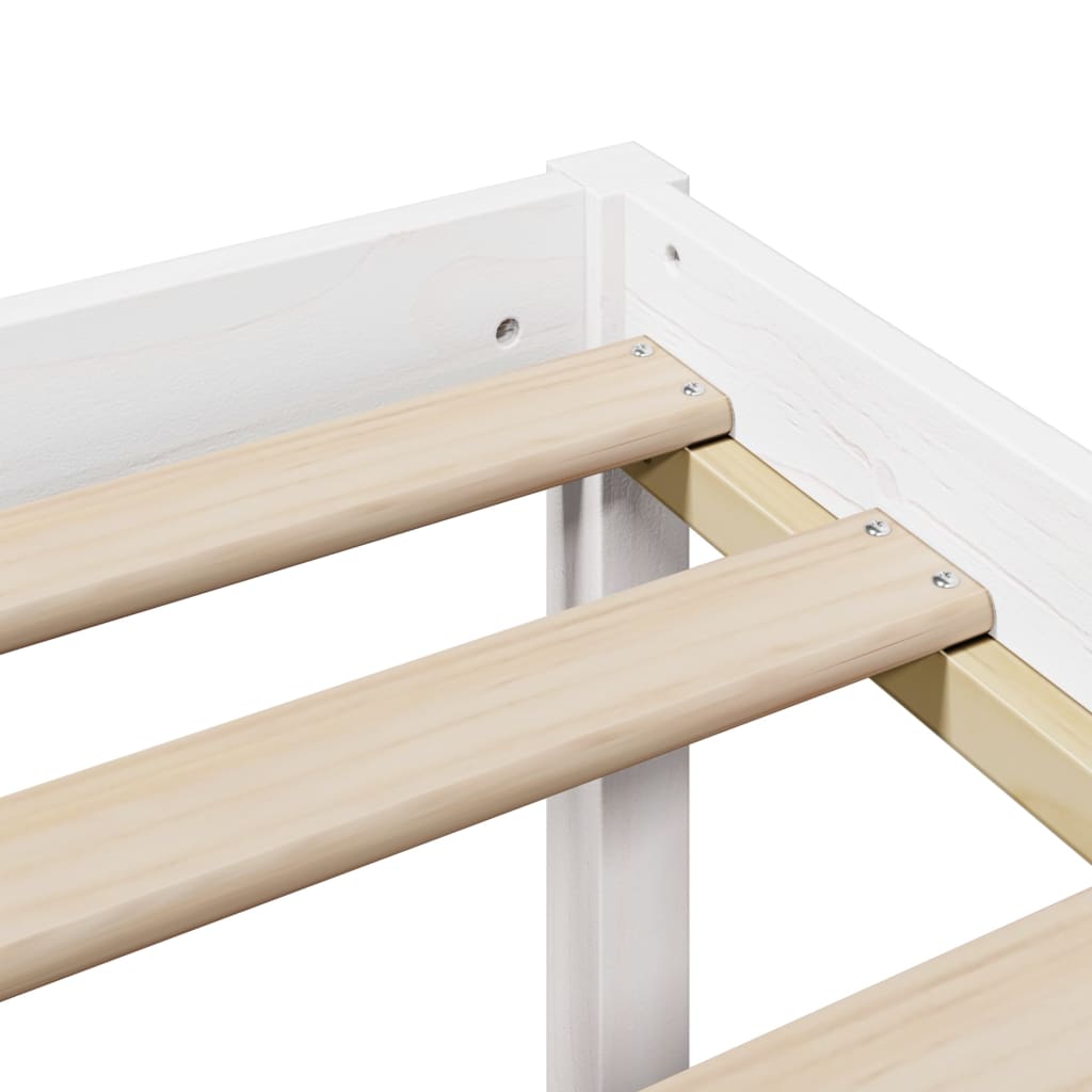 Seng Med Bokhylle Uten Madrass Hvit 100X200 Cm Heltre Furu