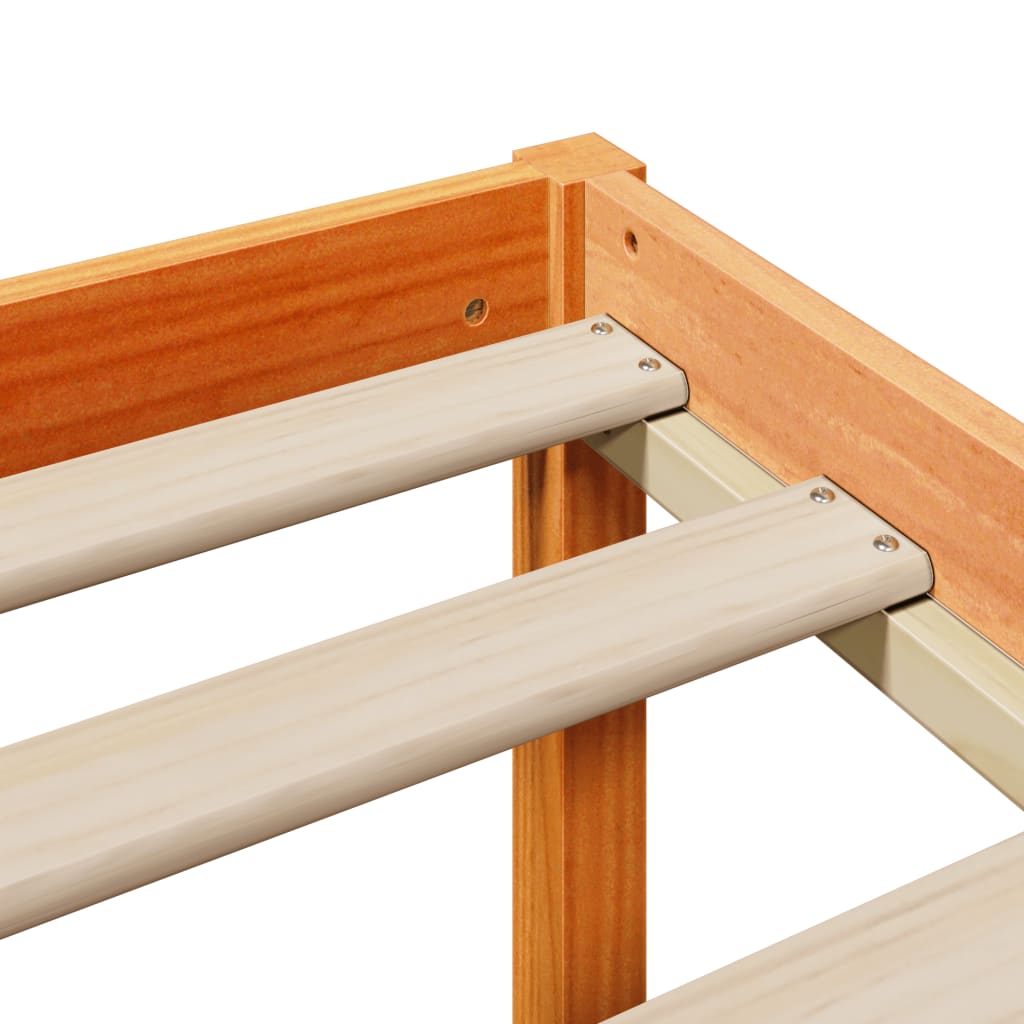 Seng Med Bokhylle Uten Madrass Voksbrun 120X200 Cm Heltre Furu