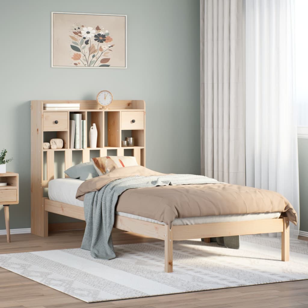 Seng Med Bokhylle Uten Madrass 90X200 Cm Heltre Furu
