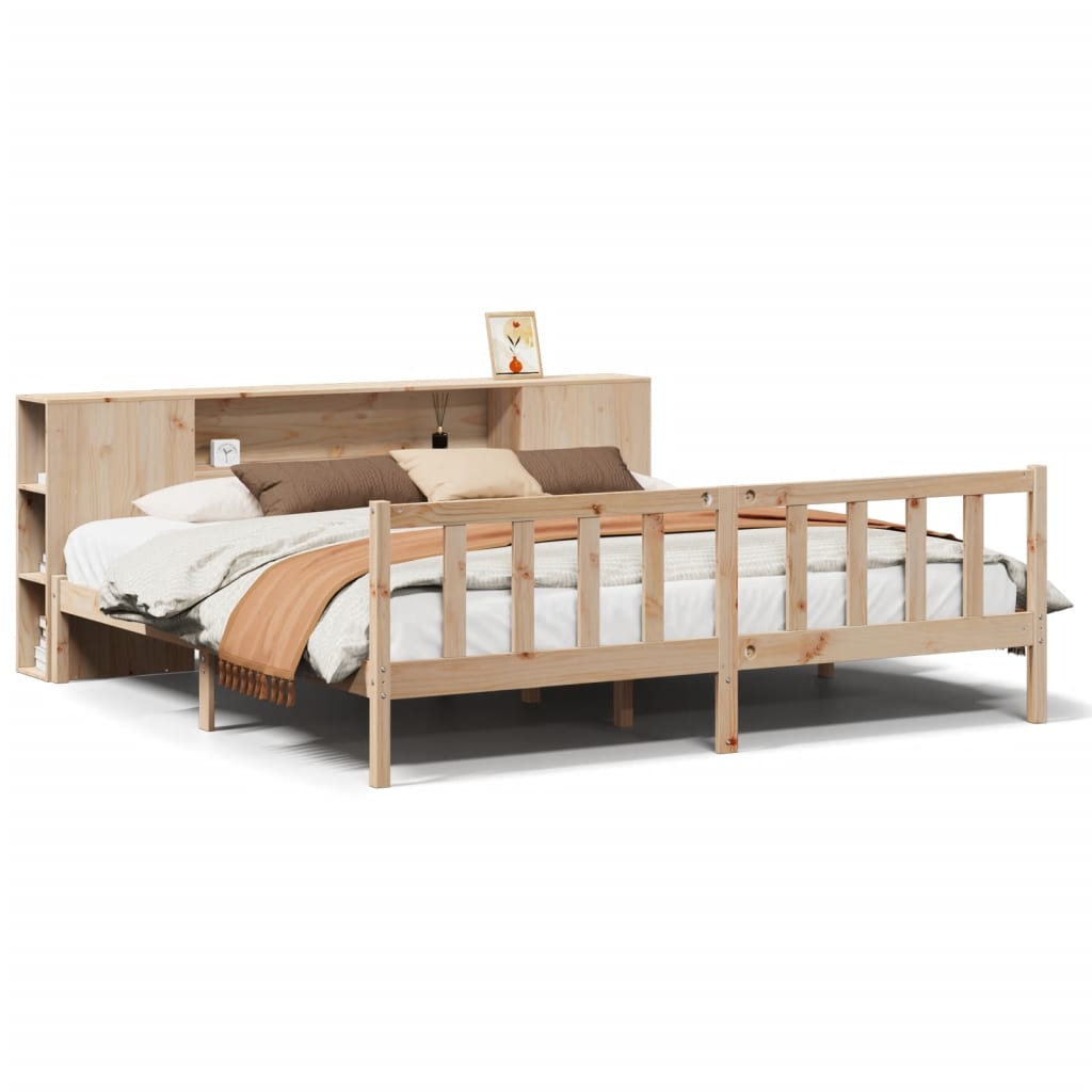 Seng Med Bokhylle Uten Madrass 180X200 Cm Heltre Furu