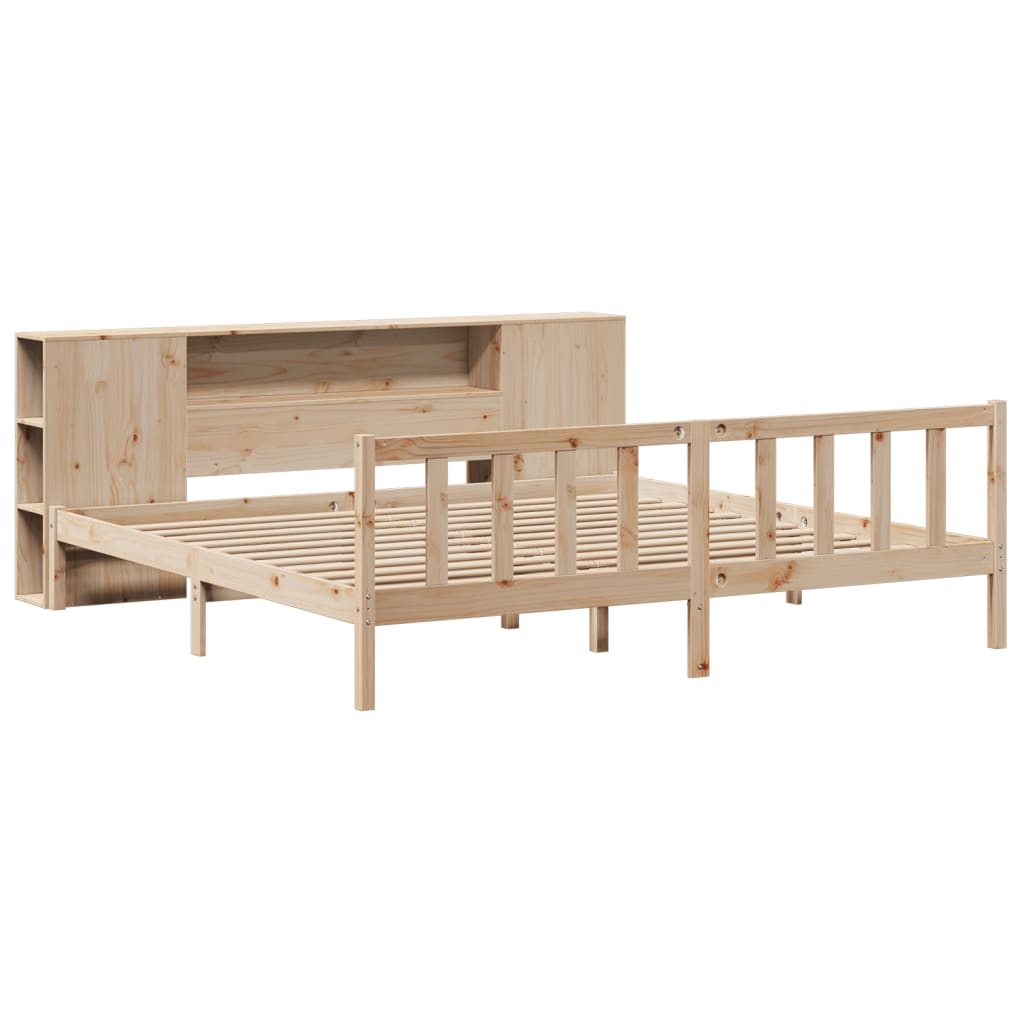 Seng Med Bokhylle Uten Madrass 180X200 Cm Heltre Furu