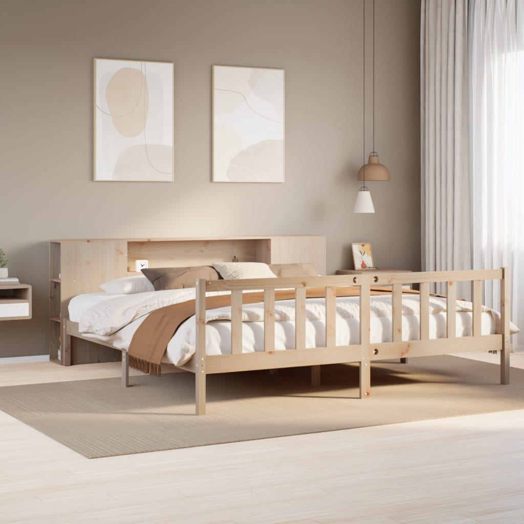 Seng Med Bokhylle Uten Madrass 180X200 Cm Heltre Furu