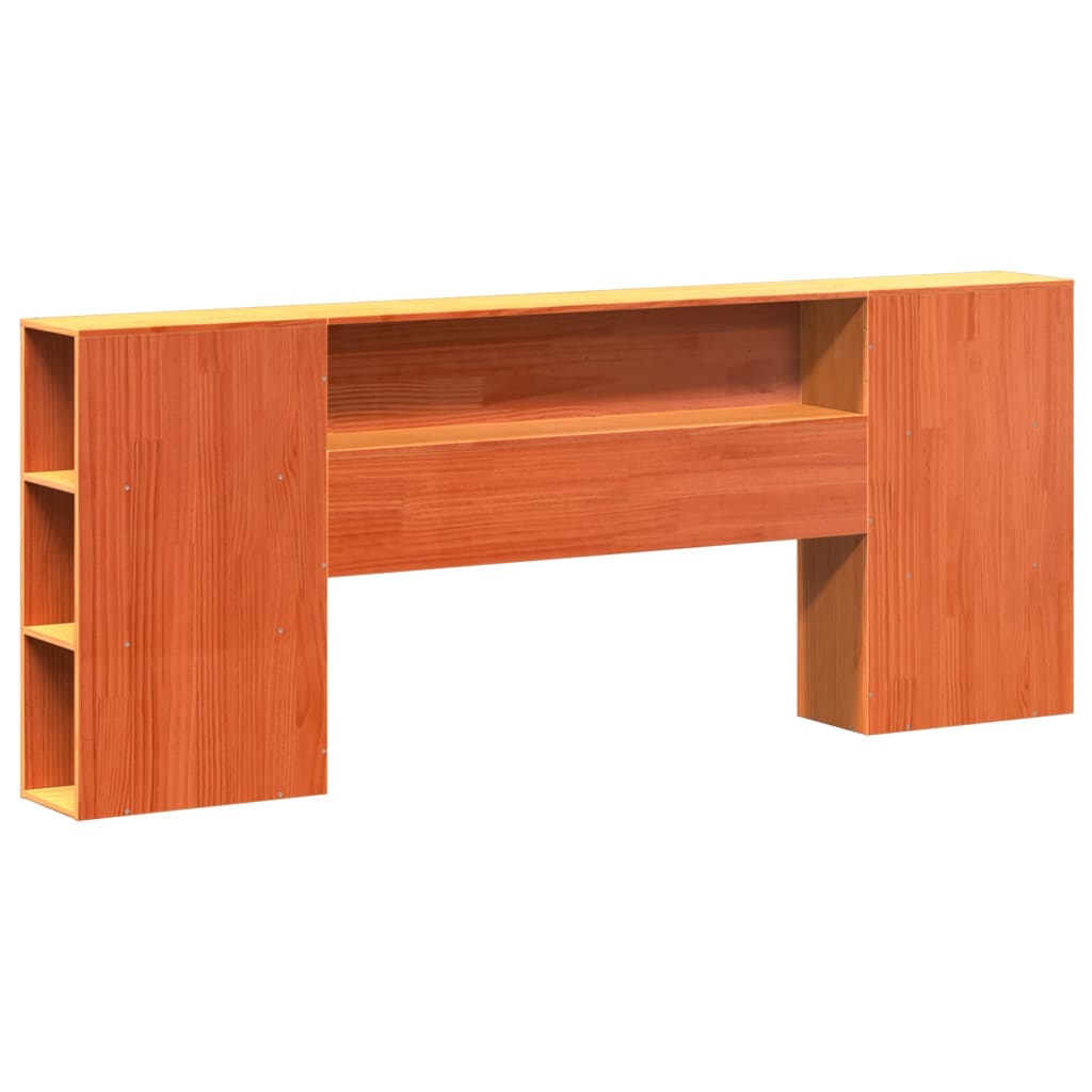 Seng Med Bokhylle Uten Madrass Voksbrun 180X200 Cm Heltre Furu