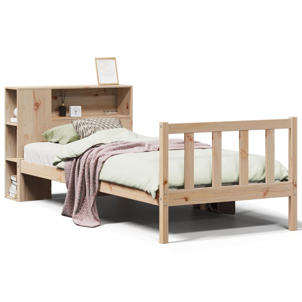 Seng Med Bokhylle Uten Madrass 90X200 Cm Heltre Furu