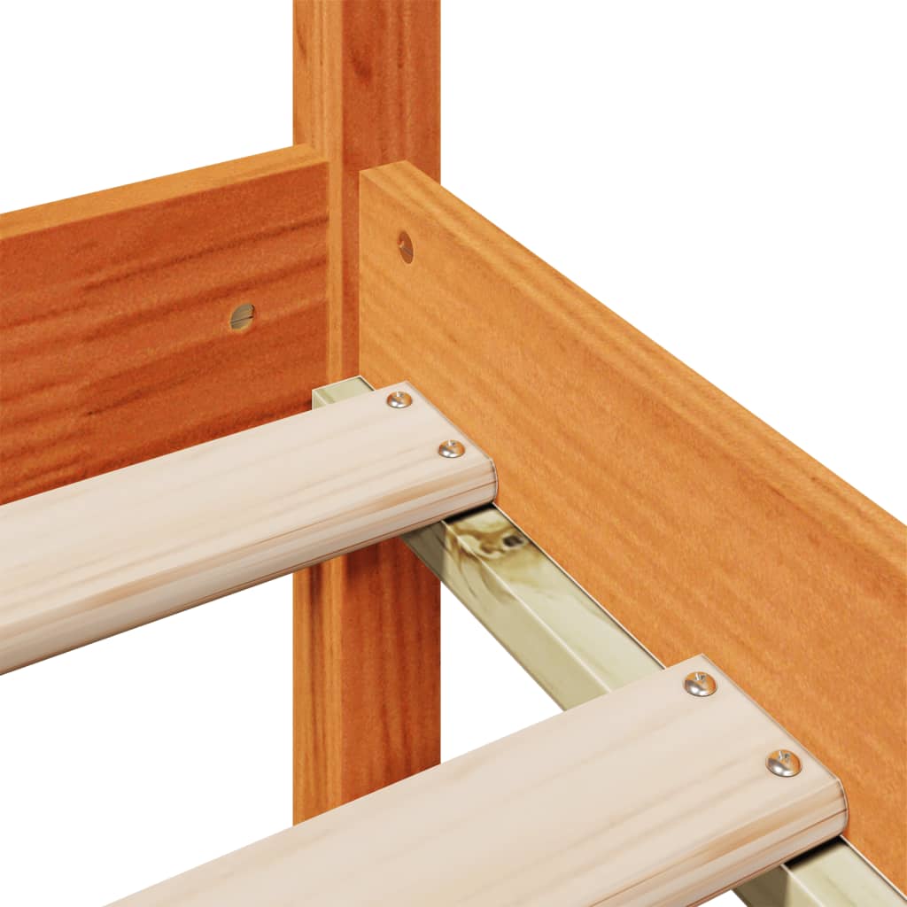 Seng Med Bokhylle Uten Madrass Voksbrun 180X200 Cm Heltre Furu