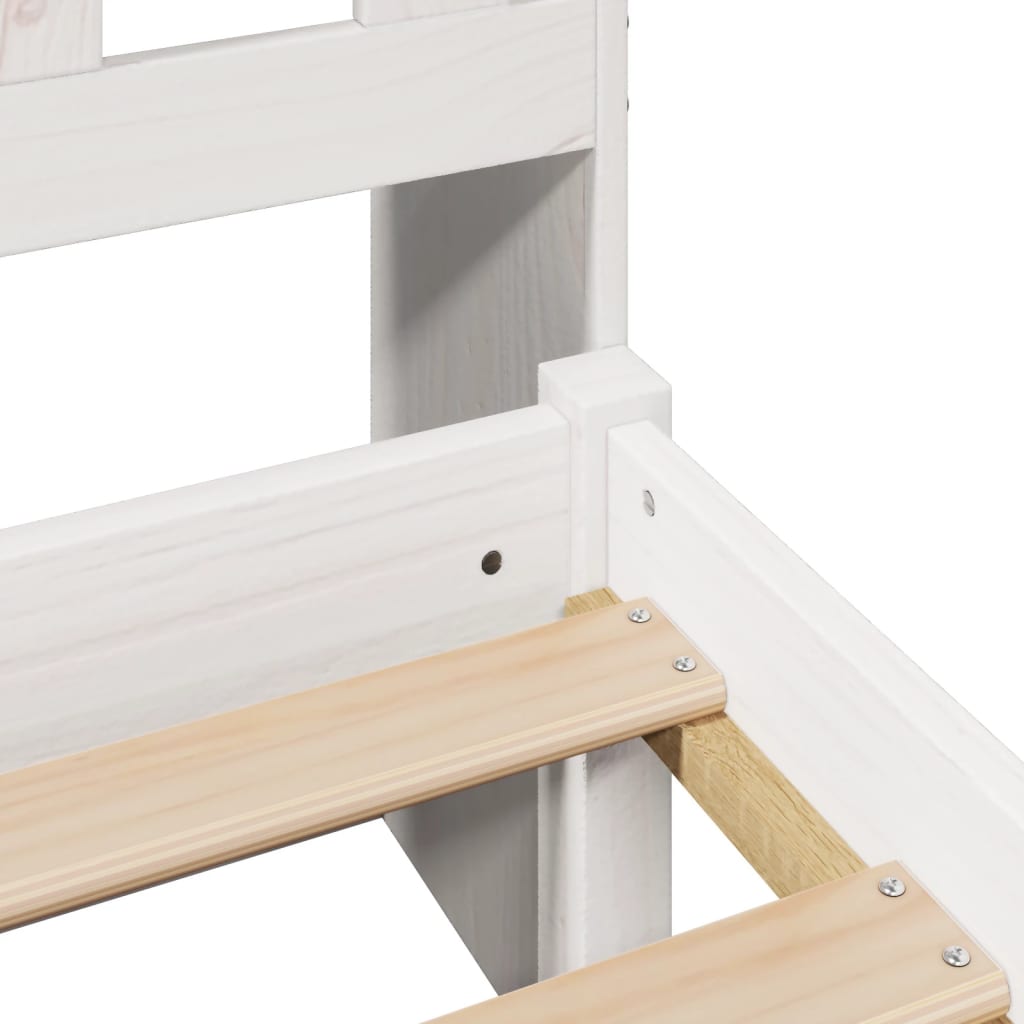 Seng Med Bokhylle Uten Madrass Hvit 140X200 Cm Heltre Furu