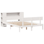 Seng Med Bokhylle Uten Madrass Hvit 140X190 Cm Heltre Furu