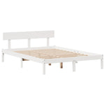 Seng Med Bokhylle Uten Madrass Hvit 140X190 Cm Heltre Furu