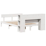 Seng Med Bokhylle Uten Madrass Hvit 140X190 Cm Heltre Furu