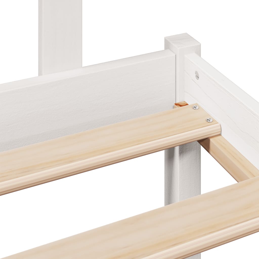 Seng Med Bokhylle Uten Madrass Hvit 140X190 Cm Heltre Furu