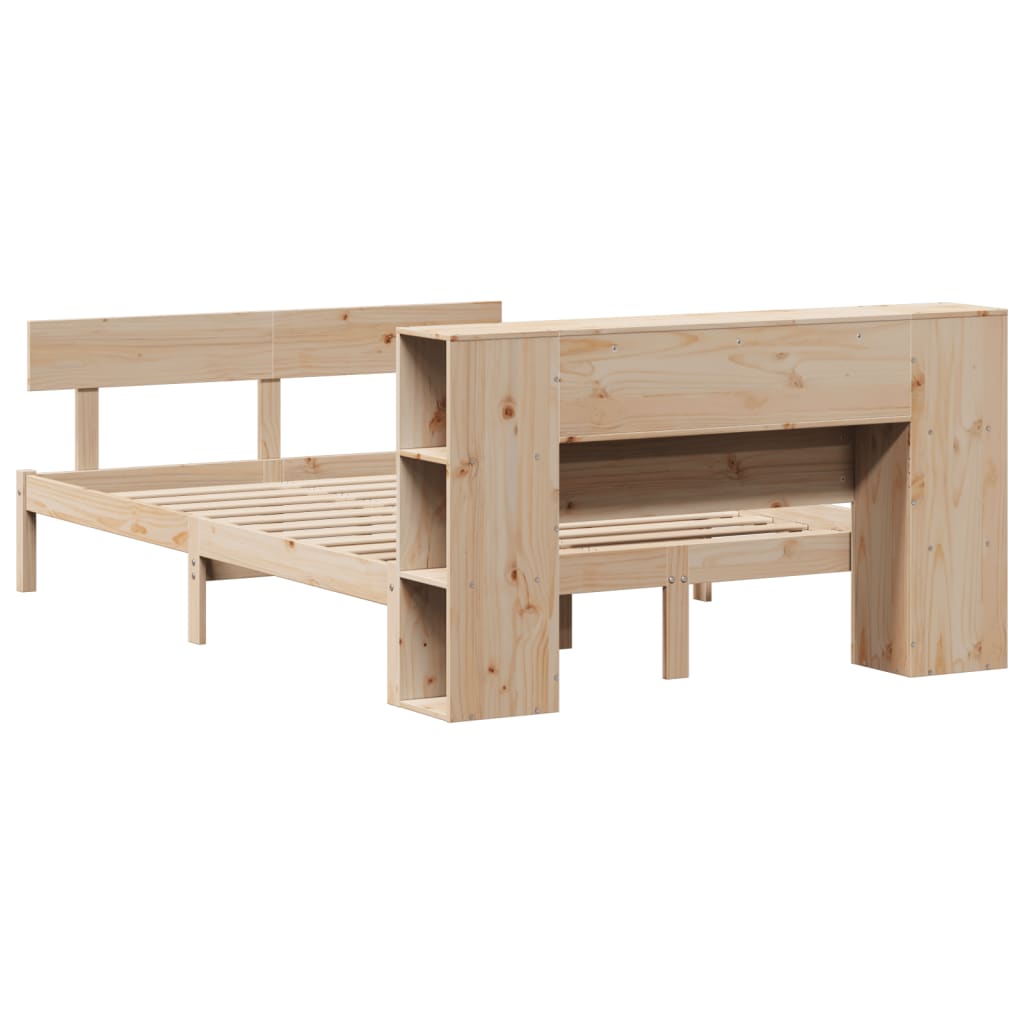 Seng Med Bokhylle Uten Madrass 120X200 Cm Heltre Furu