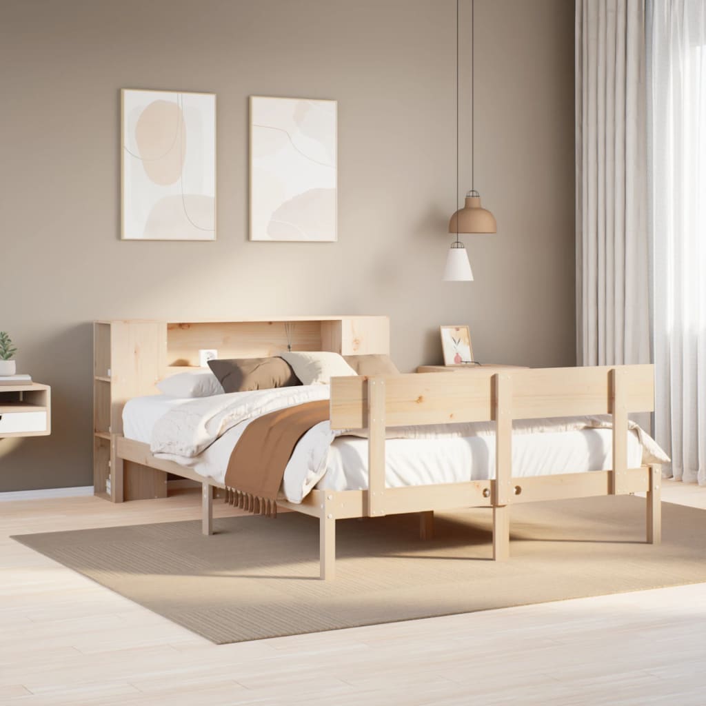 Seng Med Bokhylle Uten Madrass 120X200 Cm Heltre Furu