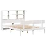 Seng Med Bokhylle Uten Madrass Hvit 160X200 Cm Heltre Furu