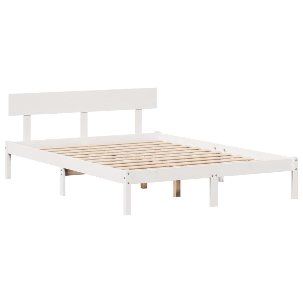 Seng Med Bokhylle Uten Madrass Hvit 160X200 Cm Heltre Furu