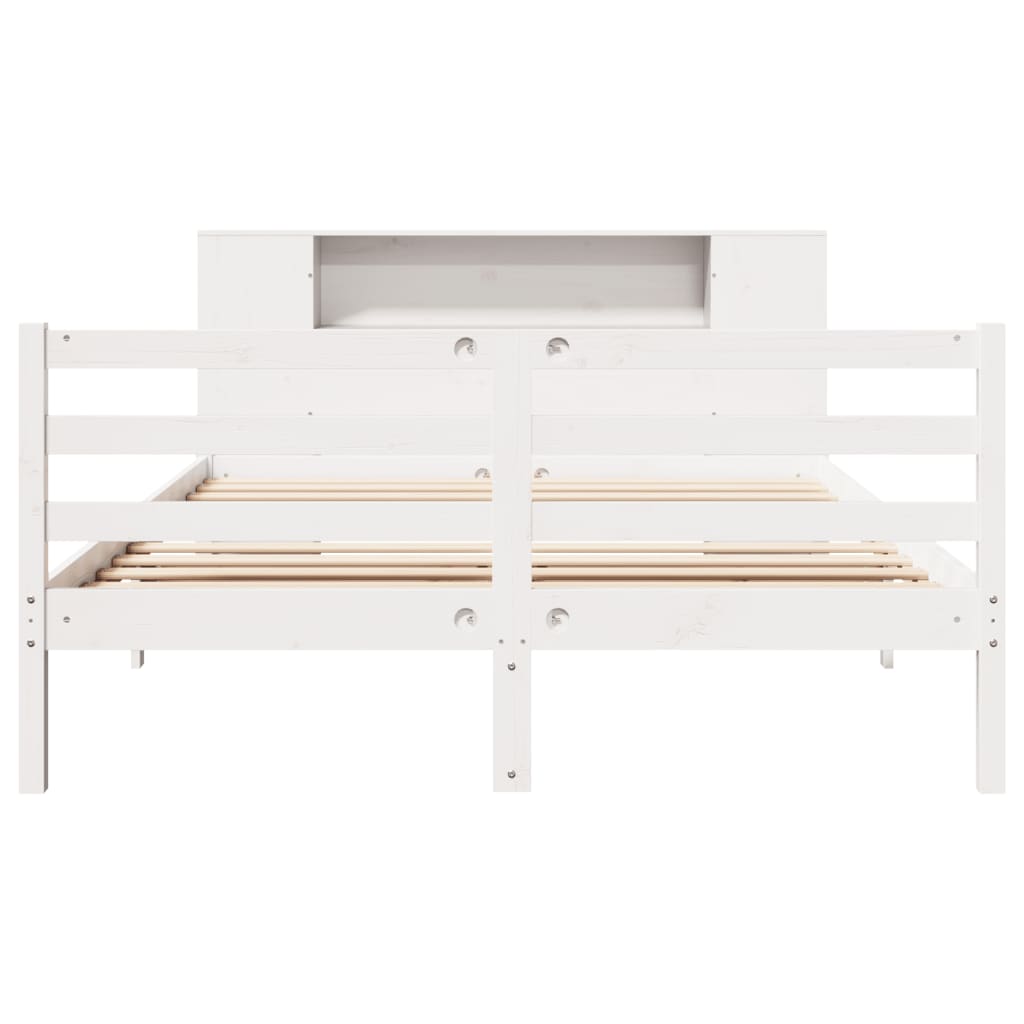 Seng Med Bokhylle Uten Madrass Hvit 120X190 Cm Heltre Furu