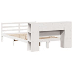 Seng Med Bokhylle Uten Madrass Hvit 120X190 Cm Heltre Furu