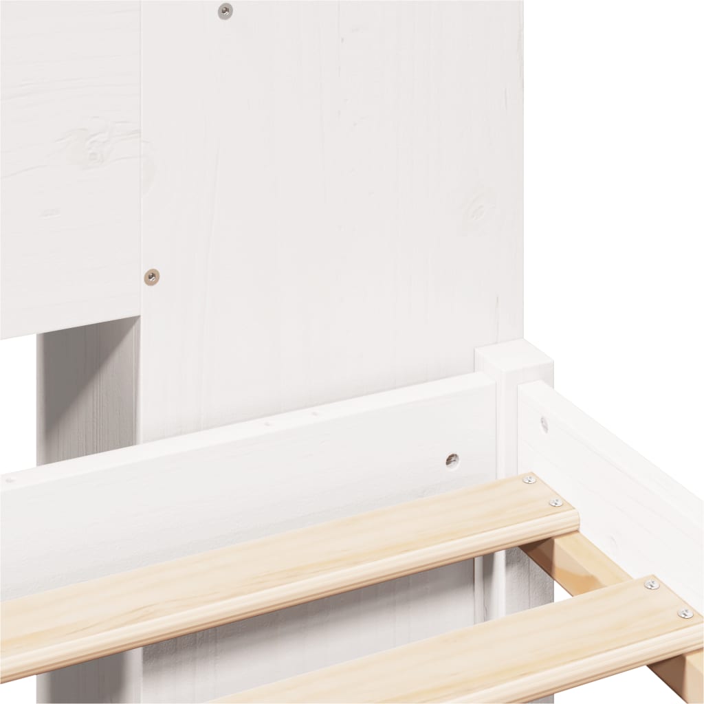 Seng Med Bokhylle Uten Madrass Hvit 120X190 Cm Heltre Furu