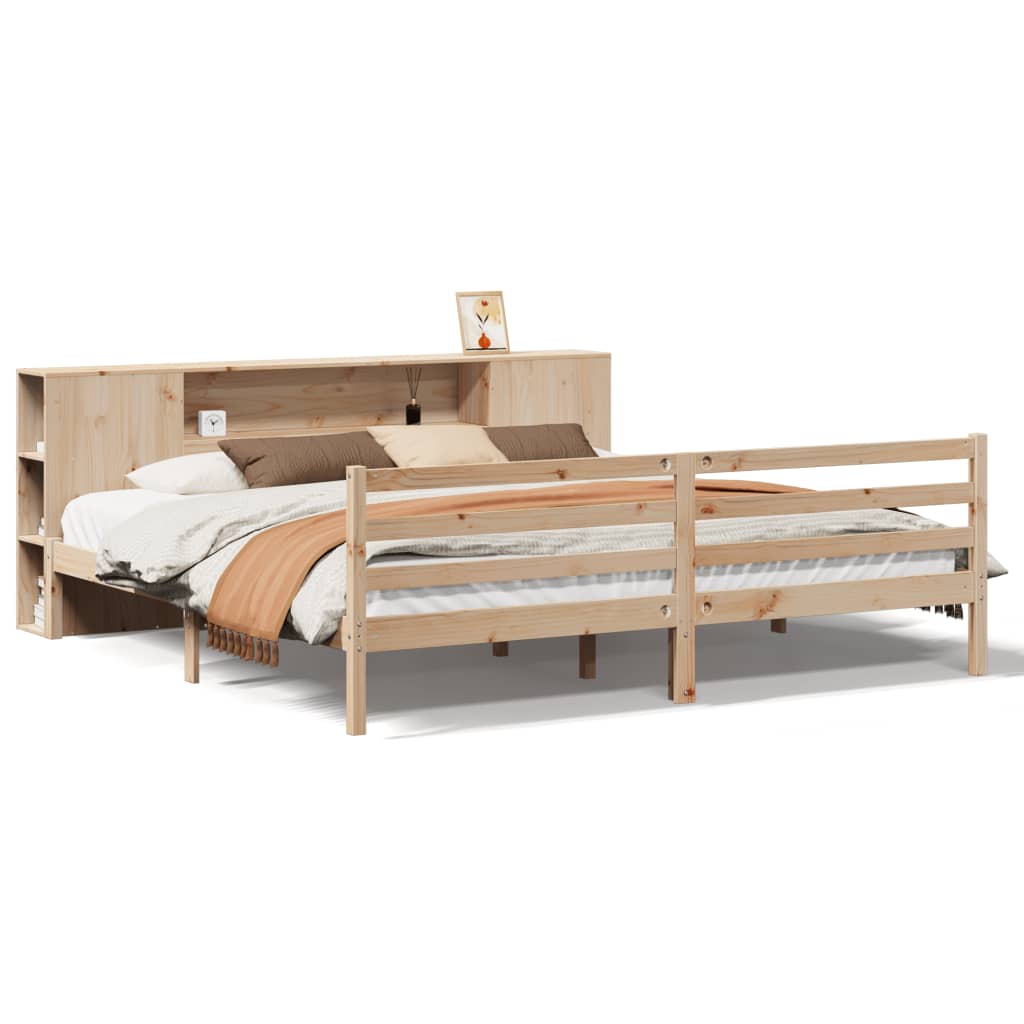 Seng Med Bokhylle Uten Madrass 180X200 Cm Heltre Furu