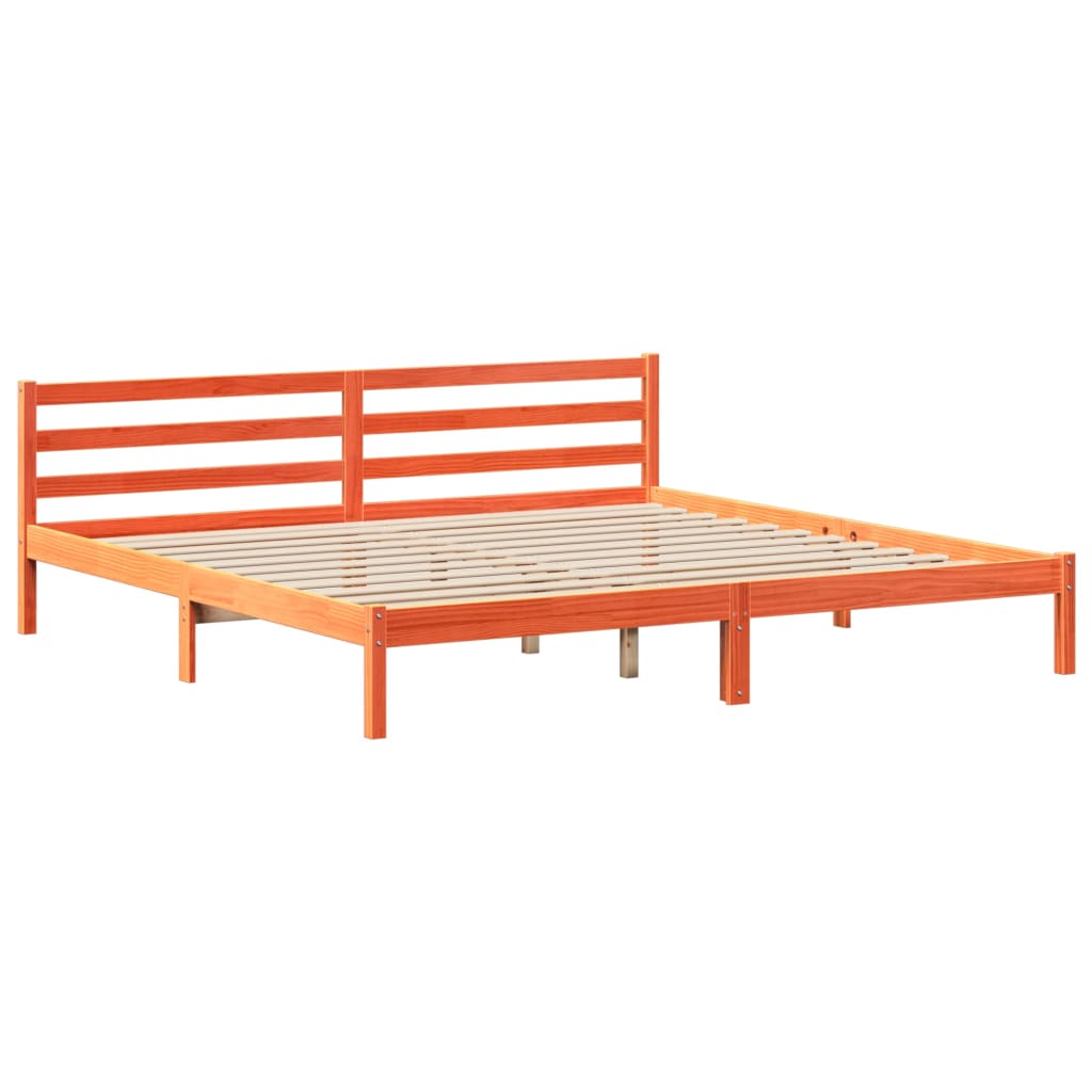 Seng Med Bokhylle Uten Madrass Voksbrun 180X200 Cm Heltre Furu
