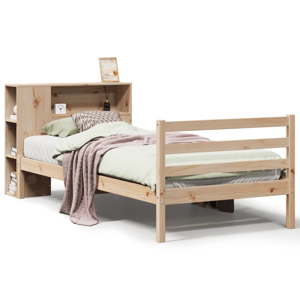 Seng Med Bokhylle Uten Madrass 90X200 Cm Heltre Furu