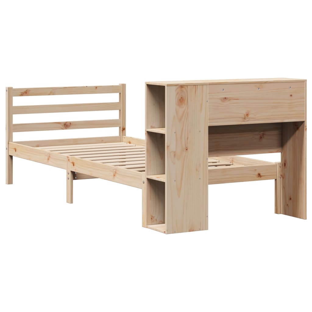 Seng Med Bokhylle Uten Madrass 90X200 Cm Heltre Furu