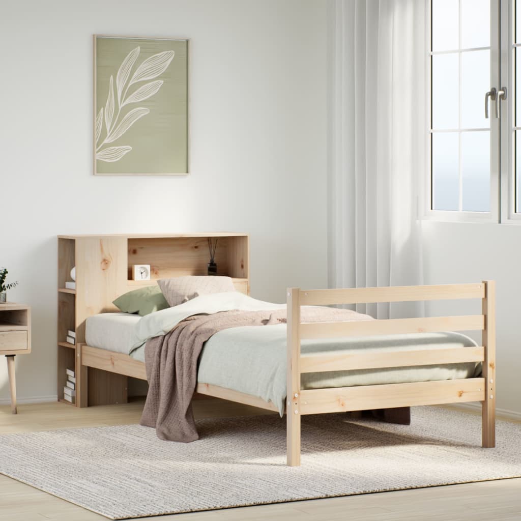 Seng Med Bokhylle Uten Madrass 90X200 Cm Heltre Furu
