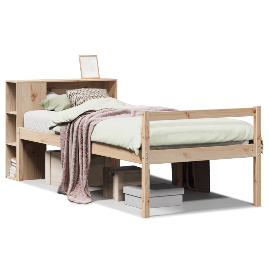 Seng Med Bokhylle Uten Madrass 100X200 Cm Heltre Furu