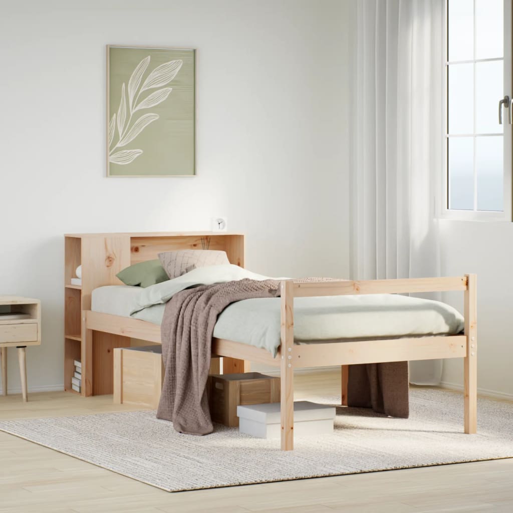 Seng Med Bokhylle Uten Madrass 100X200 Cm Heltre Furu