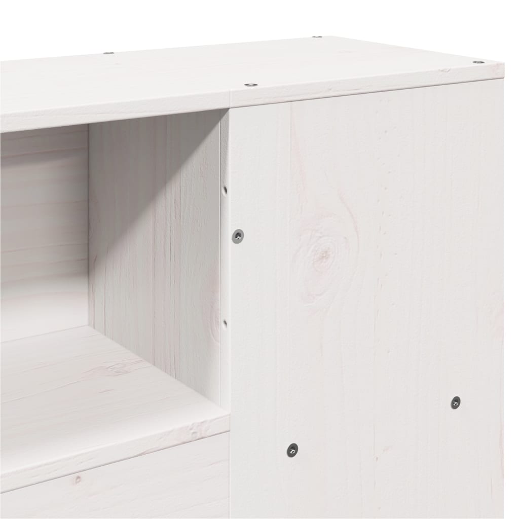 Seng Med Bokhylle Uten Madrass Hvit 160X200 Cm Heltre Furu