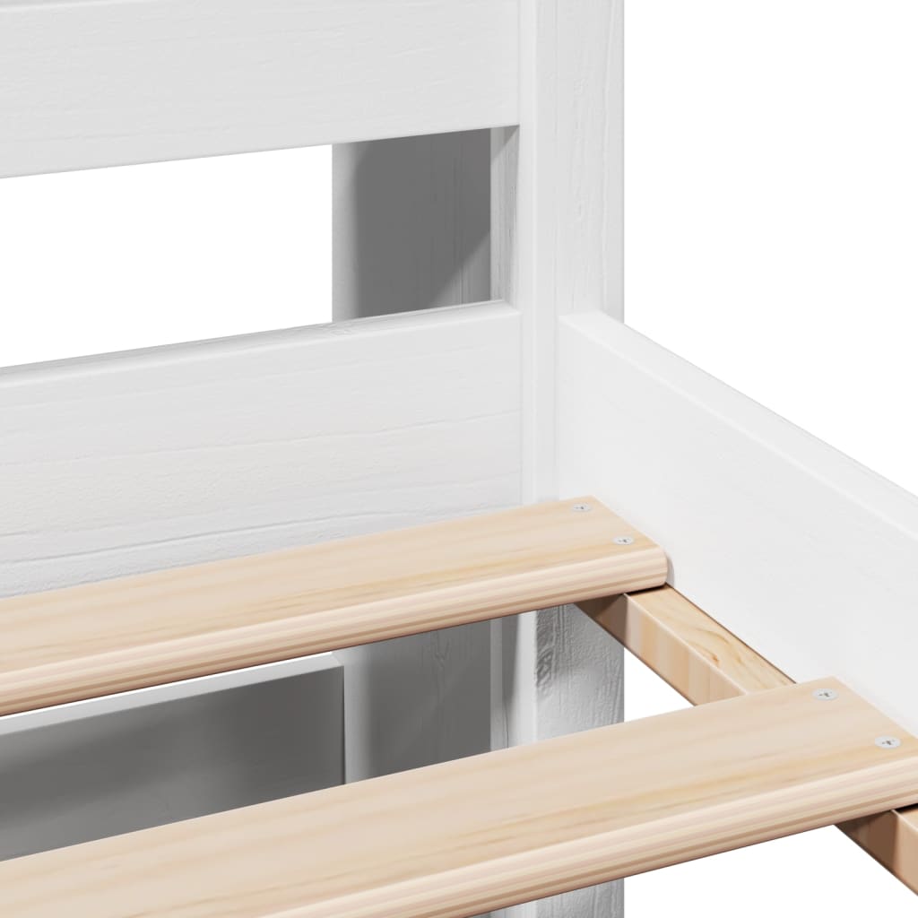 Seng Med Bokhylle Uten Madrass Hvit 140X200 Cm Heltre Furu