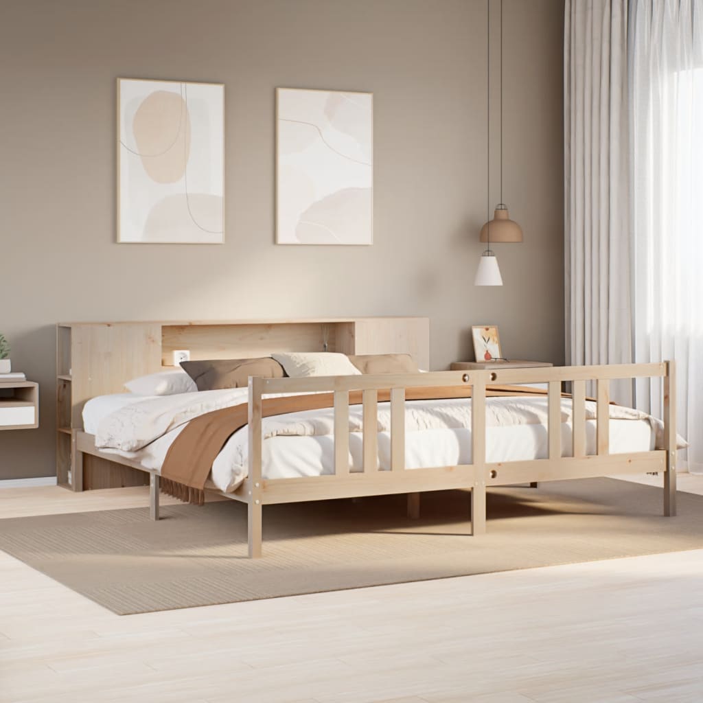 Seng Med Bokhylle Uten Madrass 180X200 Cm Heltre Furu