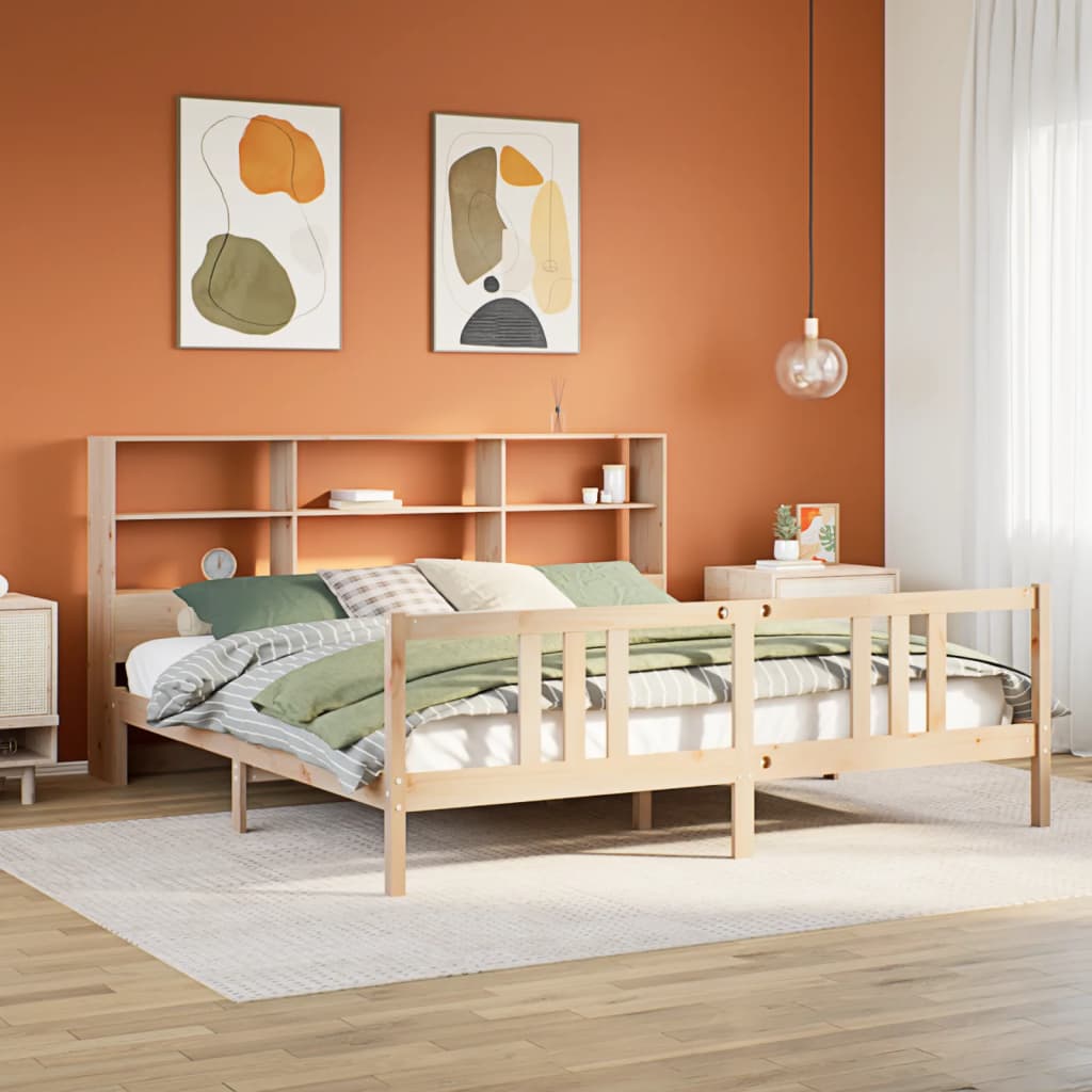 Seng Med Bokhylle Uten Madrass 180X200 Cm Heltre Furu