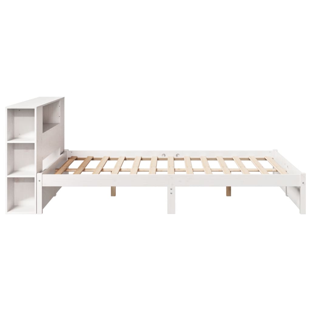 Seng Med Bokhylle Uten Madrass Hvit 120X200 Cm Heltre Furu