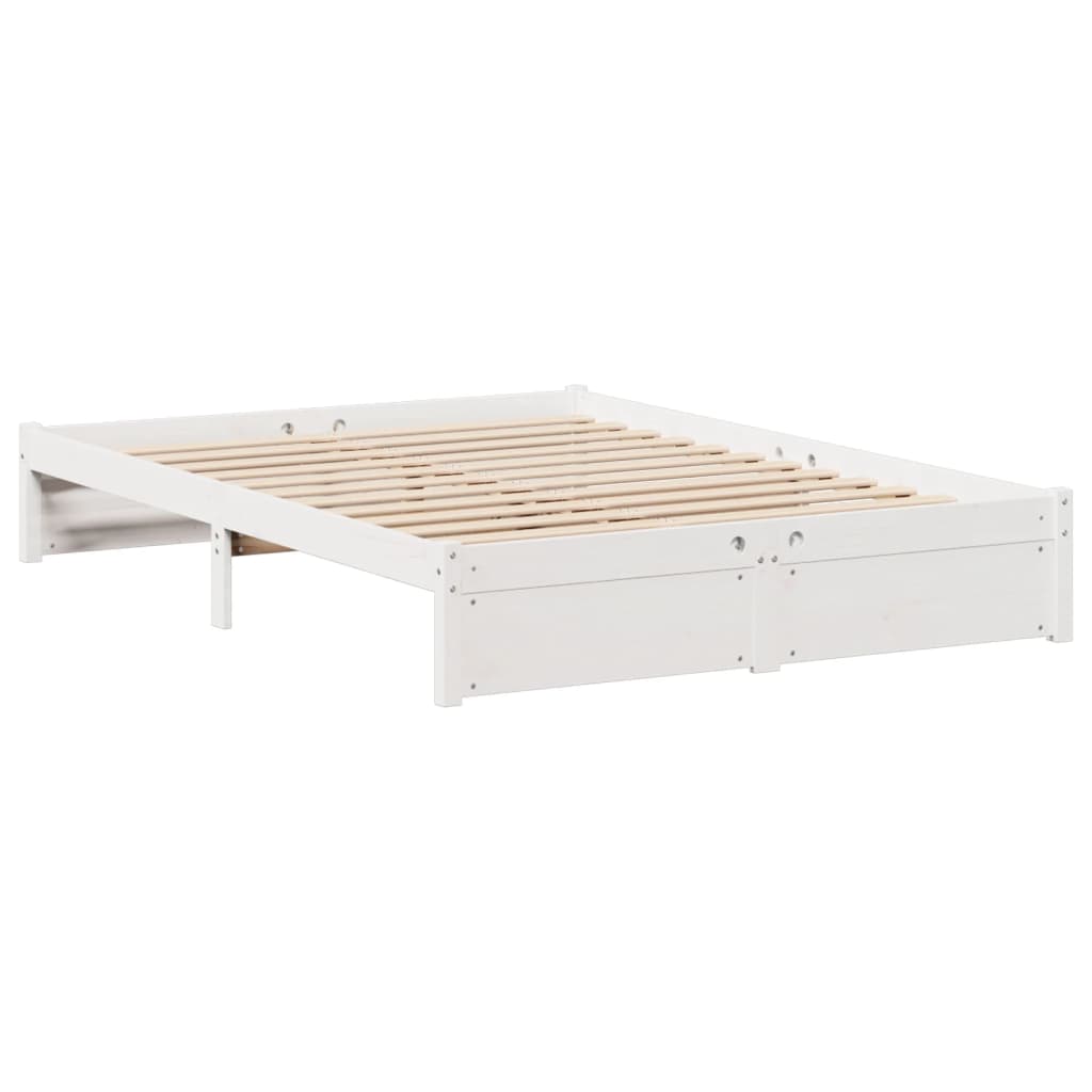 Seng Med Bokhylle Uten Madrass Hvit 120X200 Cm Heltre Furu