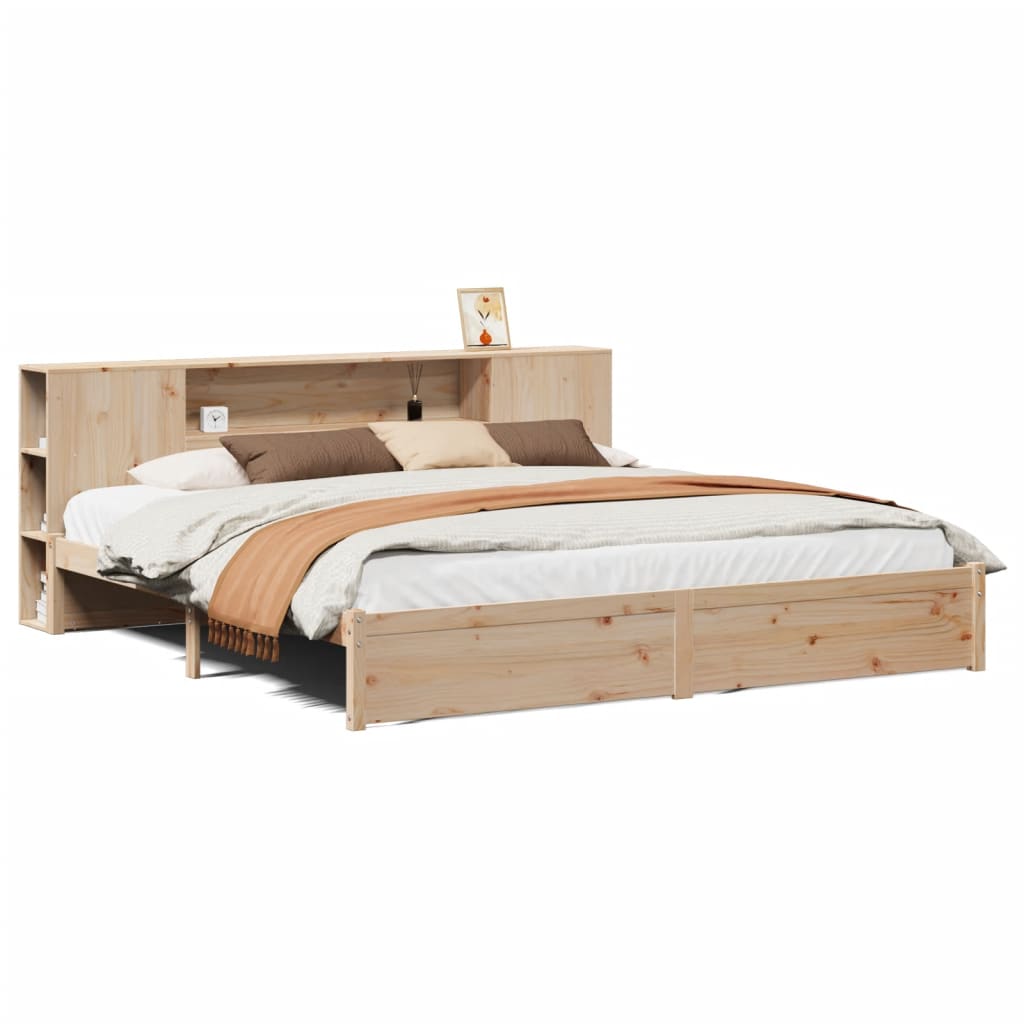Seng Med Bokhylle Uten Madrass 180X200 Cm Heltre Furu