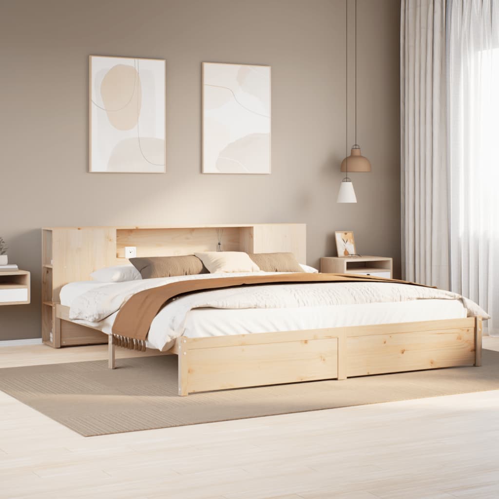Seng Med Bokhylle Uten Madrass 180X200 Cm Heltre Furu
