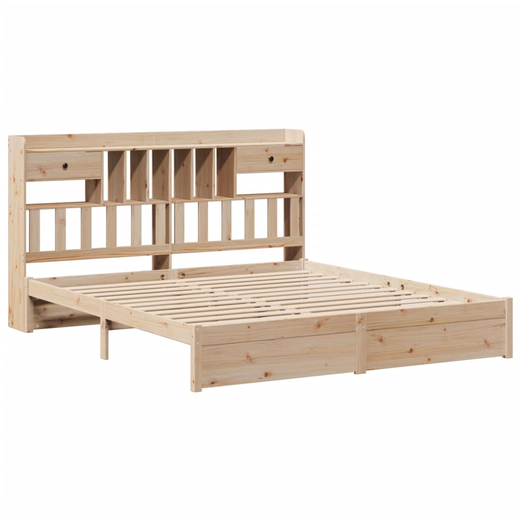 Seng Med Bokhylle Uten Madrass 180X200 Cm Heltre Furu