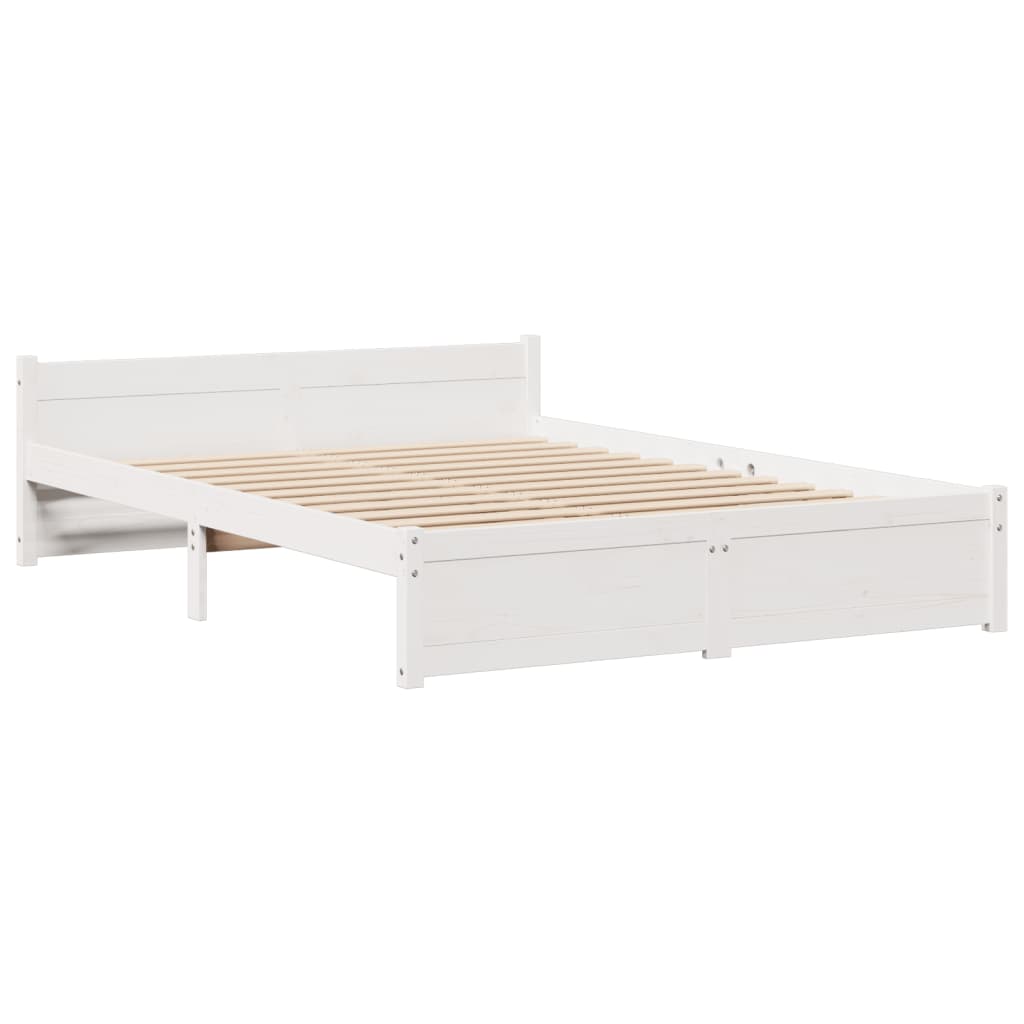 Seng Med Bokhylle Uten Madrass Hvit 140X200 Cm Heltre Furu