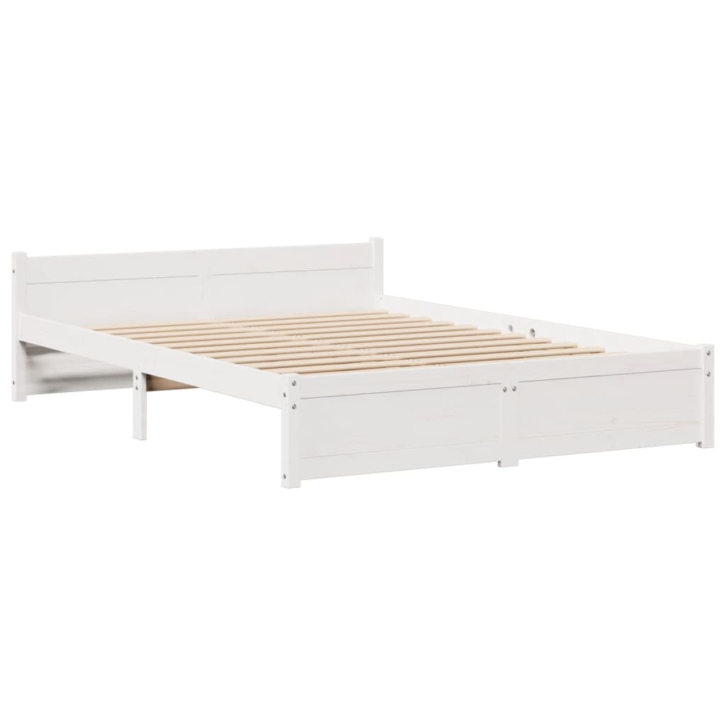 Seng Med Bokhylle Uten Madrass Hvit 150X200 Cm Heltre Furu