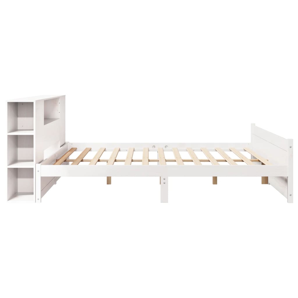 Seng Med Bokhylle Uten Madrass Hvit 180X200 Cm Heltre Furu