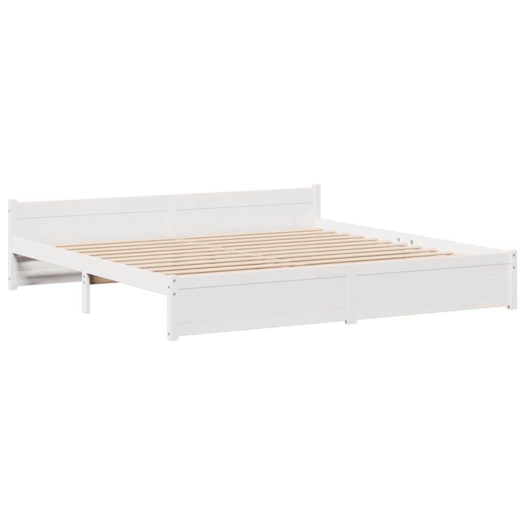 Seng Med Bokhylle Uten Madrass Hvit 180X200 Cm Heltre Furu