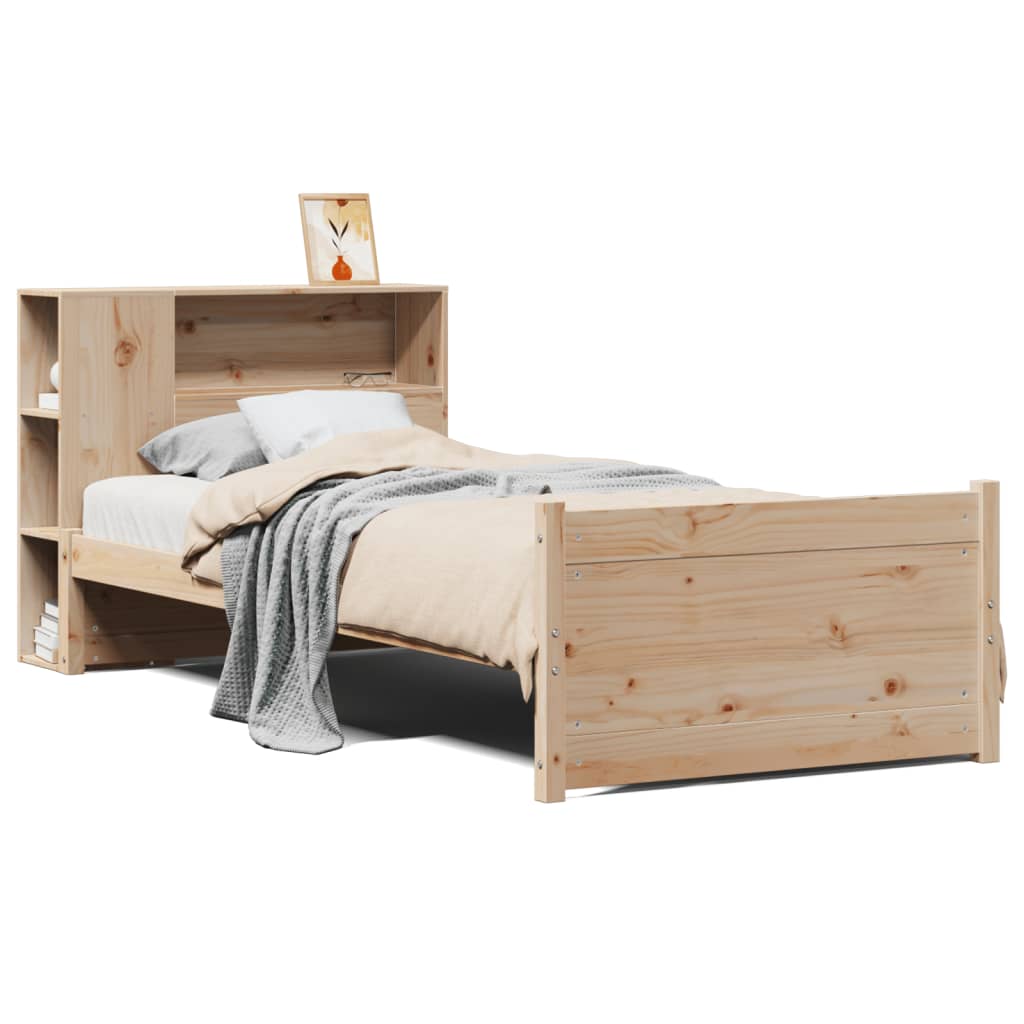 Seng Med Bokhylle Uten Madrass 90X200 Cm Heltre Furu