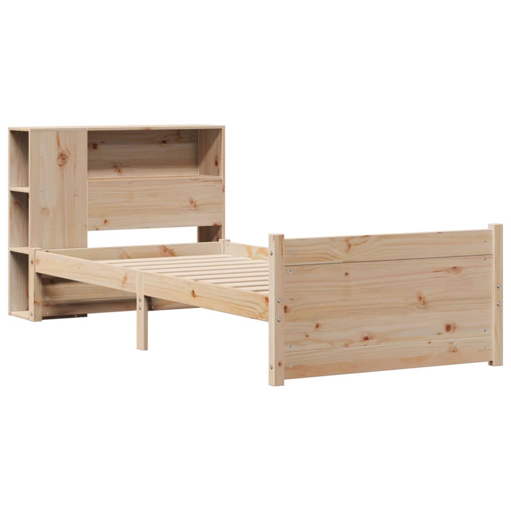 Seng Med Bokhylle Uten Madrass 90X200 Cm Heltre Furu