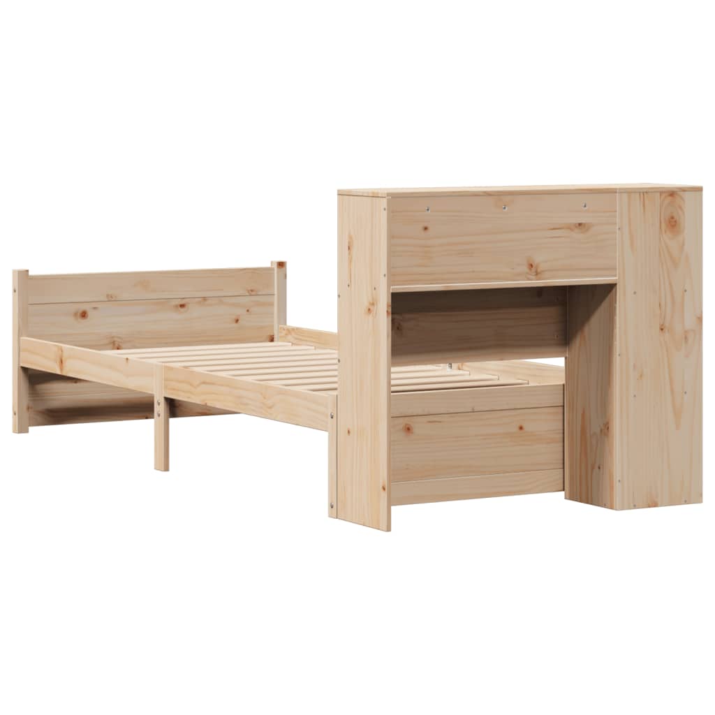Seng Med Bokhylle Uten Madrass 90X200 Cm Heltre Furu