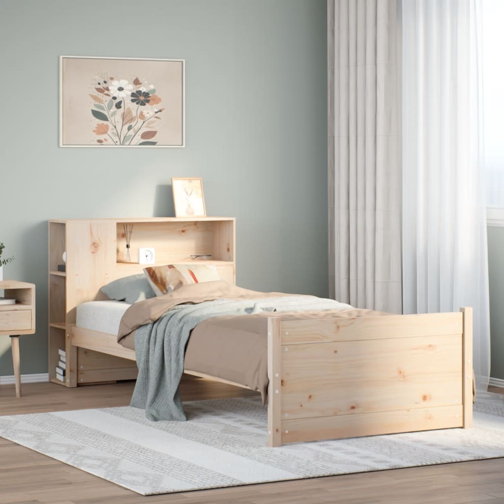 Seng Med Bokhylle Uten Madrass 90X200 Cm Heltre Furu
