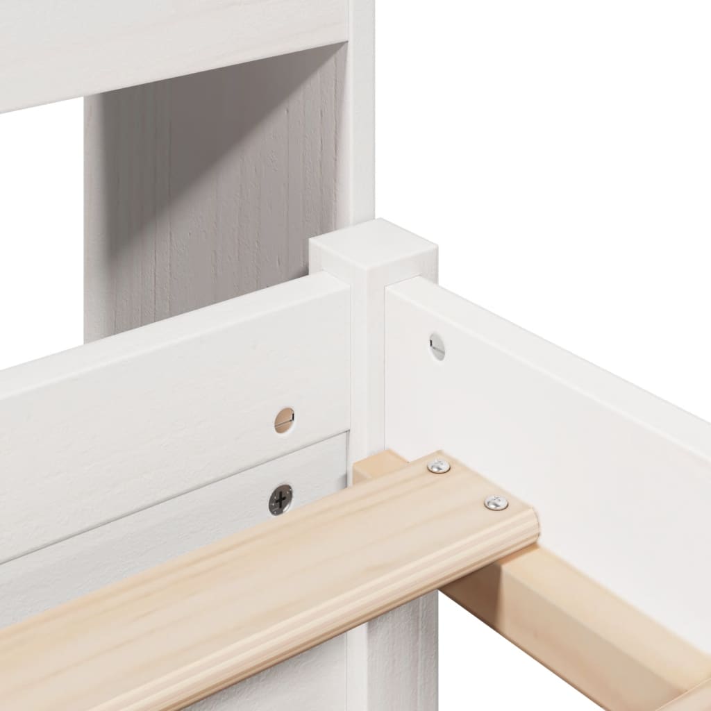 Seng Med Bokhylle Uten Madrass Hvit 120X200 Cm Heltre Furu