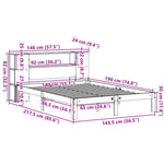 Seng Med Bokhylle Uten Madrass Hvit 140X190 Cm Heltre Furu