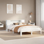 Seng Med Bokhylle Uten Madrass Hvit 140X190 Cm Heltre Furu